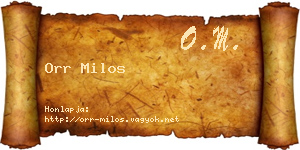 Orr Milos névjegykártya